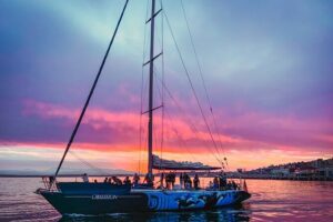 Seattle Sunset Sail BYOB - The route: Waterfront, Space Needle, and the Great Wheel—plus mountains