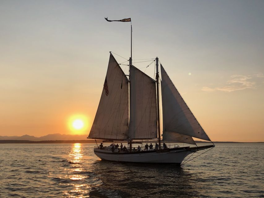 Seattle: Tall Sailboat Sunset Harbor Cruise - Sunset over the Puget Sound and the Olympic Mountains